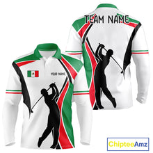 Load image into Gallery viewer, Mexican Flag White Golf Pattern Mens Polo Shirt Patriotic Mens Golf Shirt Mexico Golf Gifts NHT737
