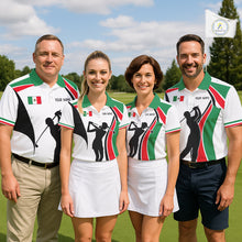 Load image into Gallery viewer, Mexican Flag White Golf Pattern Mens Polo Shirt Patriotic Mens Golf Shirt Mexico Golf Gifts NHT737