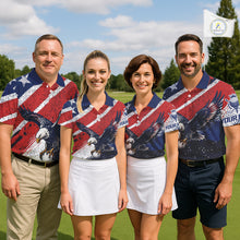 Load image into Gallery viewer, Womens Golf Polo Shirt Custom American Eagle Golf Shirts Personalized Golf Clubs Team Golf Top NHT902