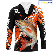 Load image into Gallery viewer, Personalized Redfish Fishing Tournament, Red Drum Saltwater Fishing Shirts Long Sleeve Hooded NHT467