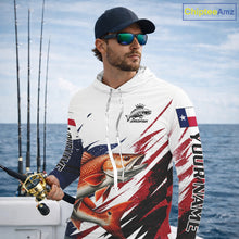 Load image into Gallery viewer, Custom Texas Flag Redfish Fishing Shirts, Texas Red Drum Fishing Shirts Long Sleeve Hooded For Team NHT913