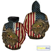 Load image into Gallery viewer, Beagle Dog Chasing Rabbit 3D American Flag Camo Custom Name Shirt, Rabbit Hunting Clothing NHT230