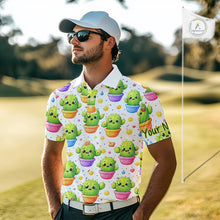 Load image into Gallery viewer, Funny Cactus Flower Pattern Golf Polo, Cute Cartoon Plant Shirt Personalized, Colorful Succulent Shirt NHT556