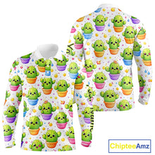 Load image into Gallery viewer, Funny Cactus Flower Pattern Golf Polo, Cute Cartoon Plant Shirt Personalized, Colorful Succulent Shirt NHT556