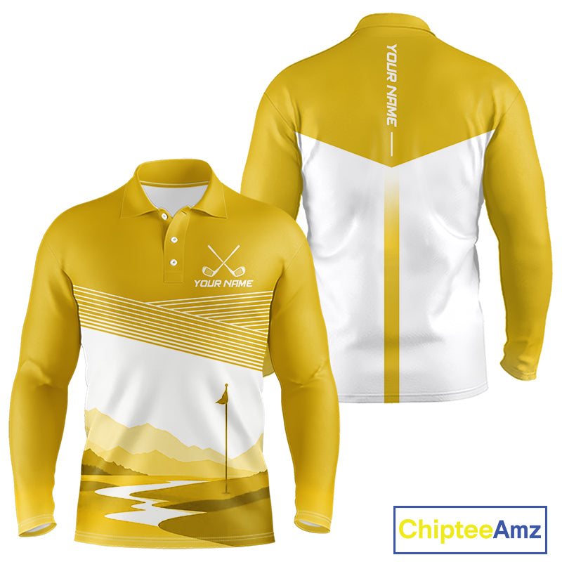 Personalized Golf Polo Shirt Custom Name Golf Club Polo For Men Golf Tournament Apparel|Yellow 