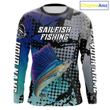 Load image into Gallery viewer, Sailfish Fishing Shirt Blue Camo Custom Name, Sailfish Fishing Team Jerseys NHT475