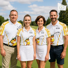Load image into Gallery viewer, Custom Yellow &amp; White Funny Duck Golf Shirt For Mens, Golf Jersey Argyle Pattern For Mens NHT559
