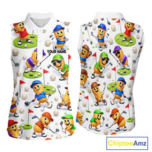 Load image into Gallery viewer, Peanut Womens Sleeveless Golf Polo Shirt, Funny Peanut Golf Shirt Cool Golf Apparel NHT563
