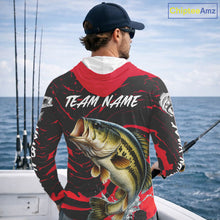 Load image into Gallery viewer, Custom Largemouth Bass Fishing Shirts Long Sleeve Hooded – Performance Tournament Jersey For Men| Red NHT769