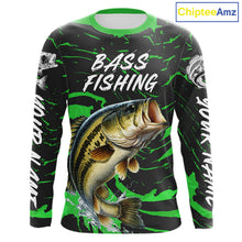 Load image into Gallery viewer, Custom Largemouth Bass Fishing Shirts Long Sleeve – Performance Tournament Jersey For Men| Green NHT772