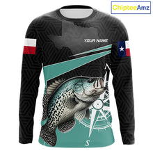 Load image into Gallery viewer, Texas Crappie Fishing Jersey, Texas Flag Patriot Custom Name Fishing Shirts Long Sleeve NHT568