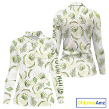 Load image into Gallery viewer, Green Tropical Womenss Golf Polo Shirts Custom Team White Golf Shirt For Golfer