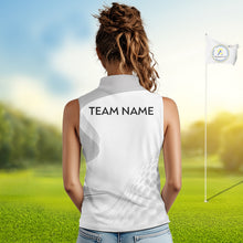 Load image into Gallery viewer, Personalized Golf Ball Sleeveless Polo Shirt Gray Golf Pattern Custom Name Golf Polo For Womens NHT950