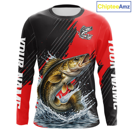 Walleye Fishing Long Sleeve Tournament Shirts, Personalized Walleye Fishing Jerseys NHT585