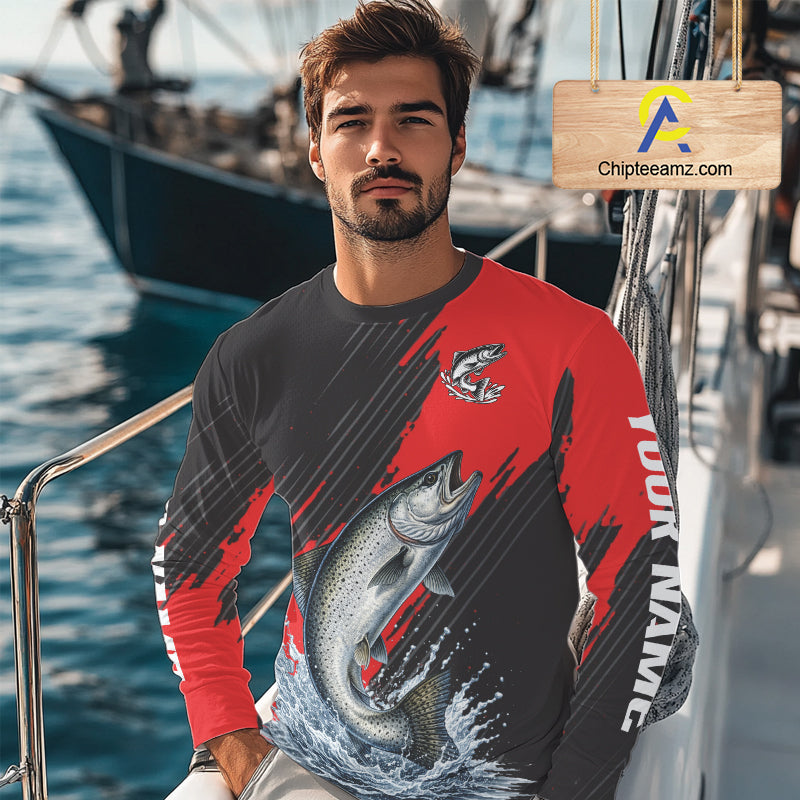 Chinook Salmon Fishing Long Sleeve Tournament Shirts, Personalized Salmon Fishing Jerseys NHT587