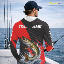 Load image into Gallery viewer, Hooded Musky Fishing Long Sleeve Tournament Shirts, Personalized Musky Fishing Jerseys NHT588
