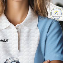 Load image into Gallery viewer, Blue Funny Flamingo Polo Shirt For Womens, Golf Polo Shirts Custom Name, Flamingo Golf Shirts NHT594