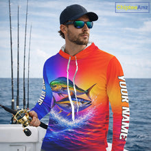 Load image into Gallery viewer, Personalized Mahi Mahi, Tuna Neon Performance Hooded Fishing Shirt, Offshore Tournament Shirts NHT599