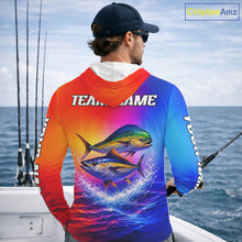 Load image into Gallery viewer, Personalized Mahi Mahi, Tuna Neon Performance Hooded Fishing Shirt, Offshore Tournament Shirts NHT599