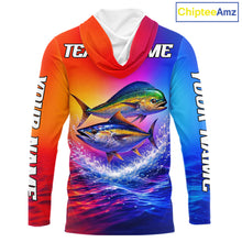 Load image into Gallery viewer, Personalized Mahi Mahi, Tuna Neon Performance Hooded Fishing Shirt, Offshore Tournament Shirts NHT599