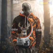 Load image into Gallery viewer, Personalized Deer Hunting 3D All Over Printed Hoodie Orange Autumn Leaves Camo, Hunting Gift NHT322