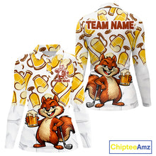 Load image into Gallery viewer, Custom Funny Squirrel Women's Golf Polo Shirts - Personalized Beer Lover Performance Jersey