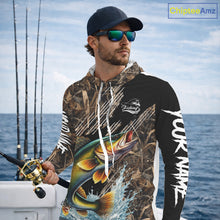 Load image into Gallery viewer, Walleye Fishing Shirts Long Sleeve Hooded Camouflage For Men, Walleye Fishing Apparel NHT434
