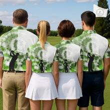 Load image into Gallery viewer, White And Green Mens Tie Dye Golf Polo Shirts Custom Golf Human Golf Team Polo Shirts NHT622