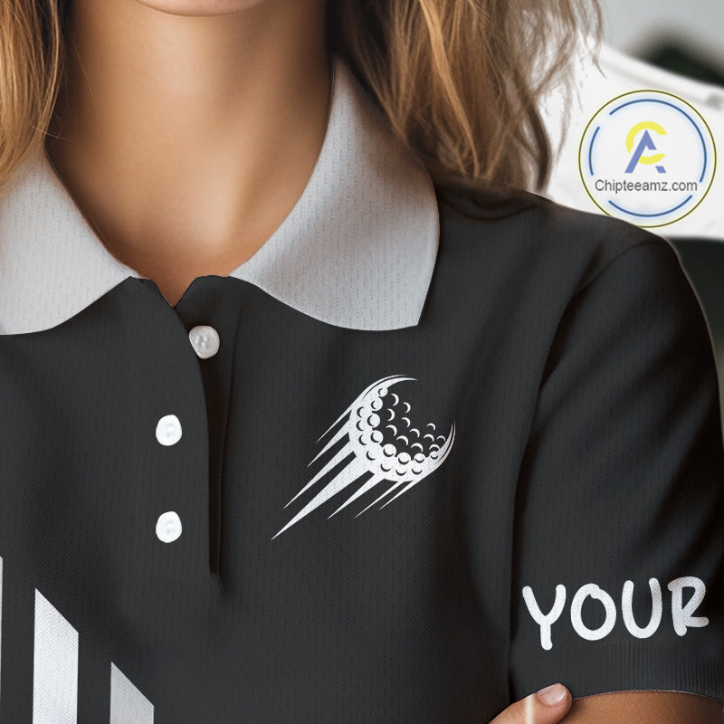 Personalized Gray Golf Polos Shirts For Womens Custom Golf Ball Clubs, Best Golf Gift NHT627