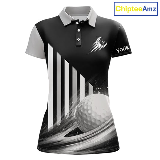 Personalized Gray Golf Polos Shirts For Womens Custom Golf Ball Clubs, Best Golf Gift NHT627