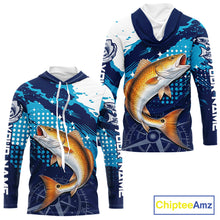 Load image into Gallery viewer, Custom Redfish Hooded Long Sleeve Fishing Shirts For Men, Design Redfish Fishing Jerseys NHT636