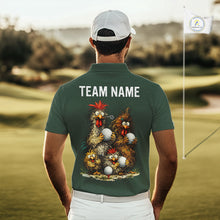 Load image into Gallery viewer, Funny Chicken Golf Polo Shirt Custom Team Name Personalized Golfer Polo Funny Rooster Golf