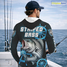Load image into Gallery viewer, Personalized Striped Bass Fishing Jerseys, Hooded Bass Performance Fishing Shirt Custom Name NHT501