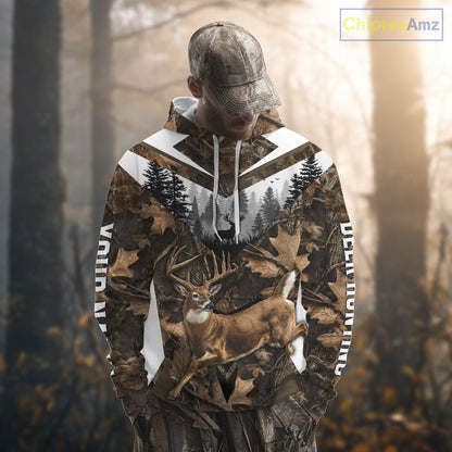 Whitetail Deer Hunting Custom Name Camo Shirt, Deer Hunting Shirt NHT332