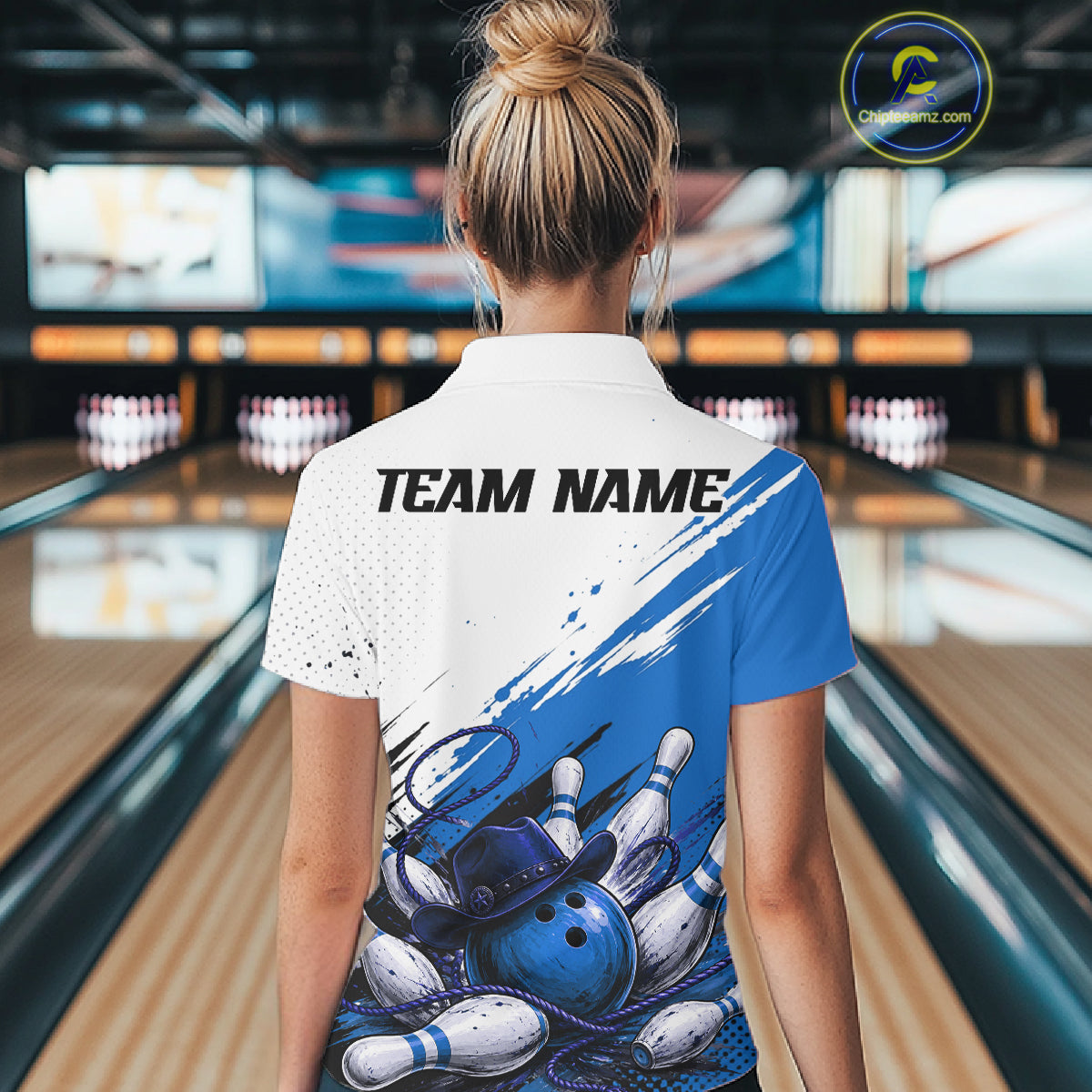 Cowboy Bowling Custom Name Polo Shirt, Personalized Team 1/4 Zip Bowling Jersey Gift|Blue NHT1324