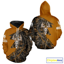 Load image into Gallery viewer, Beautiful Deer Hunting Orange Camo Deer Skull Full Printing Custom Name Shirts Hunting Gifts NHT199