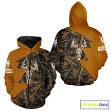 Load image into Gallery viewer, Beautiful Deer Hunting Orange Camo Deer Skull Full Printing Custom Name Shirts Hunting Gifts NHT199
