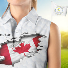 Load image into Gallery viewer, Canada Flag Personalized Golf Pattern Ball Womens Sleeveless Polo Shirts Patriotic Golf Shirts For Mens NHT677
