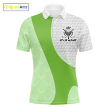 Load image into Gallery viewer, White And Green Golf Clubs Custom Name, Team Name Mens Golf Polo Shirts Team Men Golf Tops NHT690
