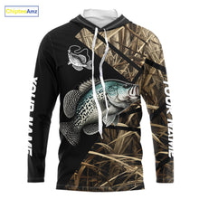 Load image into Gallery viewer, Crappie Fishing Custom Camouflage Fishing Shirts Long Sleeve Hooded, Crappie Fishing Apparel NHT524