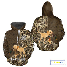 Load image into Gallery viewer, Yellow Lab Hunting Dog Customized Name All Over Print Shirts For Hunters NHT293