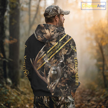 Load image into Gallery viewer, Brown Forest Camo Deer Hunting Shirt – Running Buck Graphic, Personalized Name For Hunter NHT342