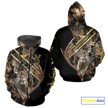Load image into Gallery viewer, Brown Forest Camo Deer Hunting Shirt – Running Buck Graphic, Personalized Name For Hunter NHT342
