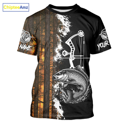 Men's Carp Fishing Shirts Short Sleeve Performance Shirt, Custom Forest Orange Camo Shirt NHT1367