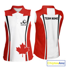 Load image into Gallery viewer, Personalized Canada Flag Sleeveless Womens  Golf Shirts Golf Polo Shirts For Women Patriotic Golf Tops NHT734