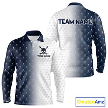 Load image into Gallery viewer, Personalized Skull Mens Golf Polo Shirt Custom Team Name Golf Ball Pattern Polo 