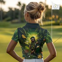 Load image into Gallery viewer, Custom Green Funny Sloth Tropical Womens Golf Polo Shirts, Golf Team Jersey For Women NHT927