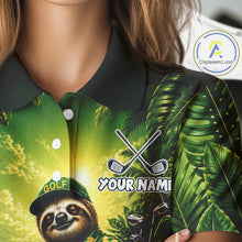Load image into Gallery viewer, Custom Green Funny Sloth Tropical Womens Golf Polo Shirts, Golf Team Jersey For Women NHT927