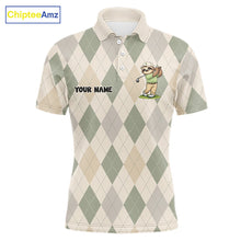 Load image into Gallery viewer, Personalized Sloth Golfer Polo Shirt Funny Golf Argyle Pattern Custom Name Golf Lover Gift 