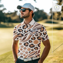 Load image into Gallery viewer, White Animal Mix Leopard Skin Prints Pattern Golf Shirts Custom Name For Mens NHT575
